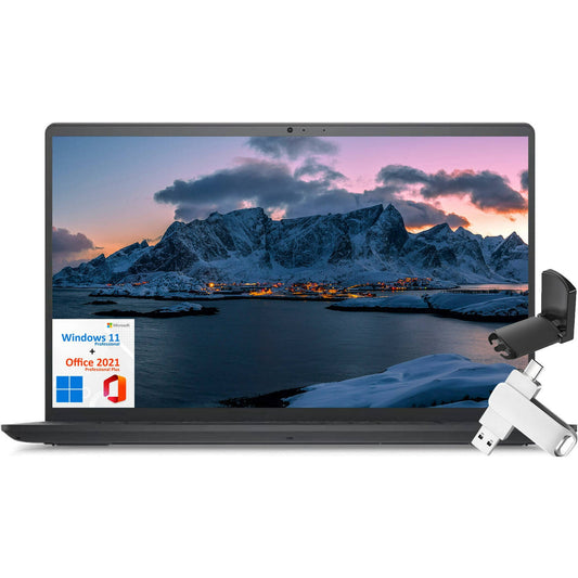 Dell Inspiron 15 3520 Business Laptop, 15.6" FHD Display, Intel Core i3-1215U Core, 32GB RAM, 2TB SSD, Wi-Fi, Windows 11 Pro & Office Lifetime License & 32GB Flash Drive & Headphone Bracket