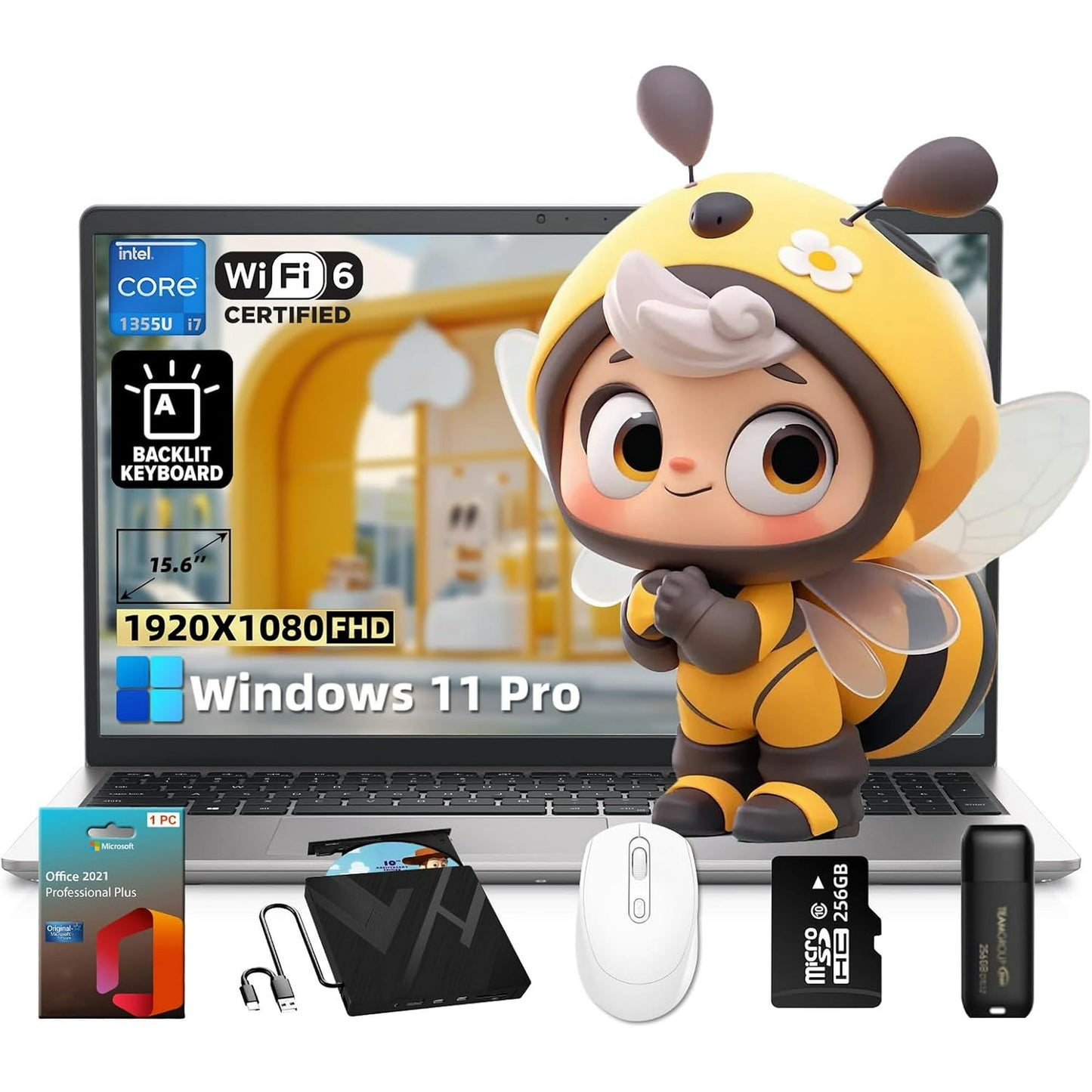 Dell Inspiron 3530 Business Laptop - 15.6" FHD Anti-Glare, Intel 10-Core i7 1355U Iris Xe Graphics, 16GB RAM, 1TB SSD, Backlit Keyboard, Windows 11 Pro