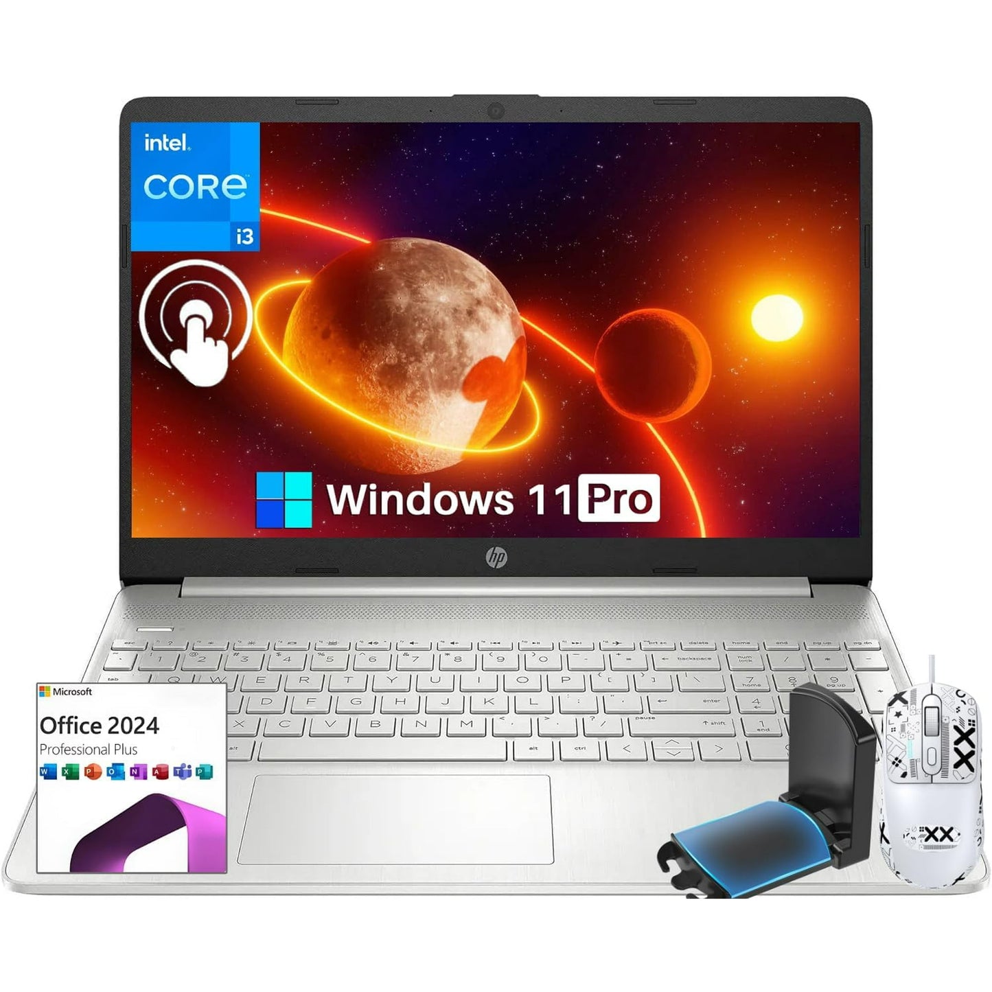 HP 15.6 Touchscreen Laptop for Business, Core i3-1215U, 32 GB RAM, 2 TB SSD, Suitable for College Students, Micro-Edge, Anti-Glare, MS Office Pro 2024 Lifetime License, Windows 11 Pro
