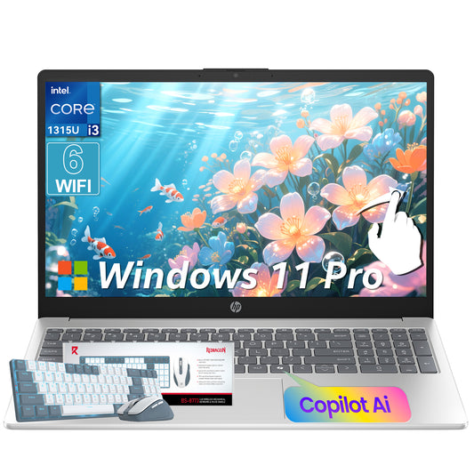 HP 2026 Touchscreen Laptop Computer for Student & Business, 16GB RAM 512GB SSD Windows 11 Pro, Intel Core i3-1315U (Up to 4.5GHz), 15.6" LED, Copilot AI, Numeric Keyboard, Type-c, Patented KB Kit