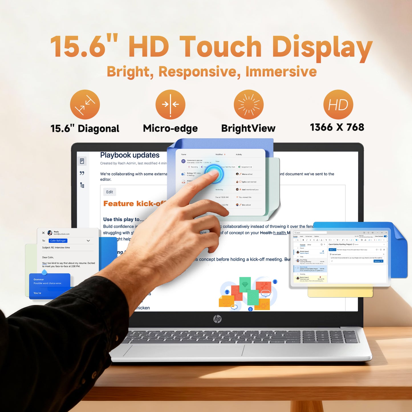 HP Laptops Touchscreen 2026, Intel i3-1315U(Up to 4.5GHz), 32GB RAM+1TB SSD, Win 11 Pro, Wi-Fi 6, AI Copilot, 15.6 Inch Anti-Glare Display for Business & School,Patented KB Kit