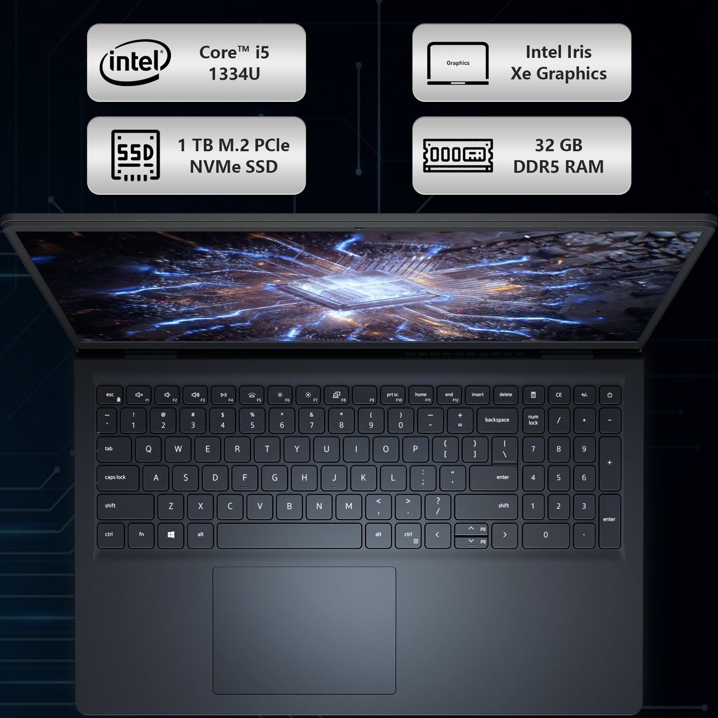 Dell 15 DC15250 15.6" FHD Touchscreen Laptop, Intel Core i5-1334U, Copilot AI, 32GB Ram & 1TB SSD, Windows 11 Pro and 1 Year Microsoft Office 365