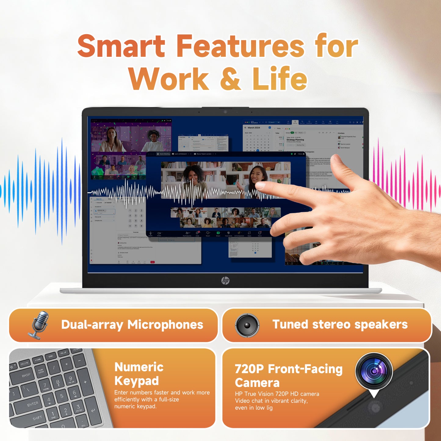 HP Laptops Touchscreen 2026, Intel i3-1315U(Up to 4.5GHz), 32GB RAM+1TB SSD, Win 11 Pro, Wi-Fi 6, AI Copilot, 15.6 Inch Anti-Glare Display for Business & School,Patented KB Kit