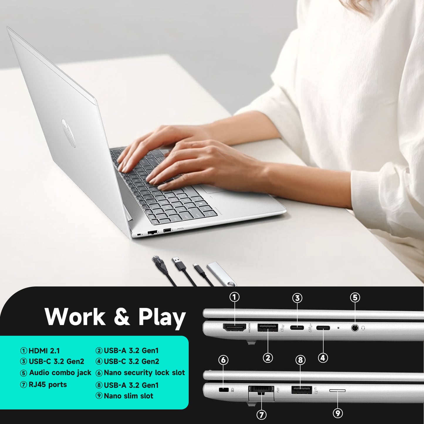 HP Probook Laptop for Business, Intel Core Ultra 5-125U, 16" WUXGA (1920x1200) Display, Copilot AI & NPU(11 TOPS), Wi-Fi 6E & Bluetooth 5.3, RJ-45, Windows 11 Pro, Patented KB Kit(32GB DDR5 | 2TB SSD)