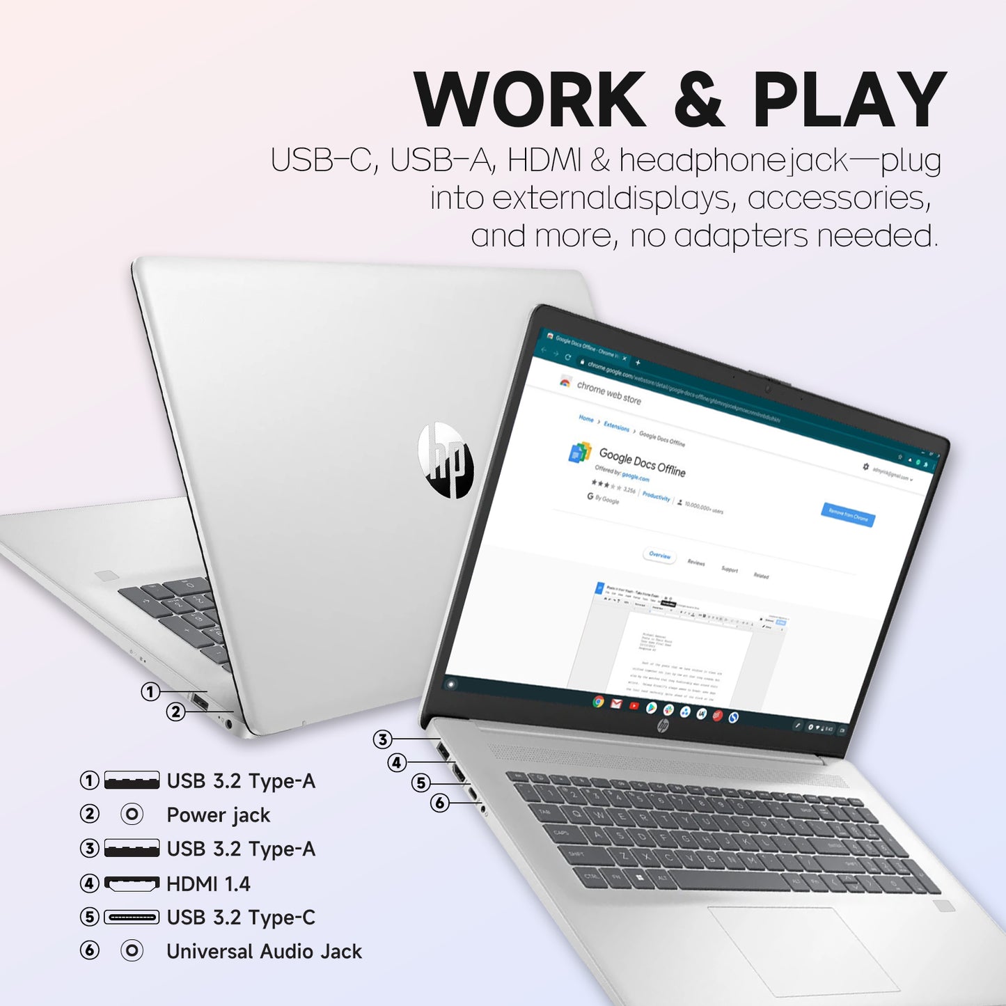 HP 17 Laptop Computer for Business, Intel i5-1334U(Up to 4.6 GHz), 17.3" HD+ Display, 32GB RAM, 1TB SSD Backlit KB, Fingerprint Reader, Lifetime Win 11 Pro & Copilot AI, with G255 Pro Accessory Box