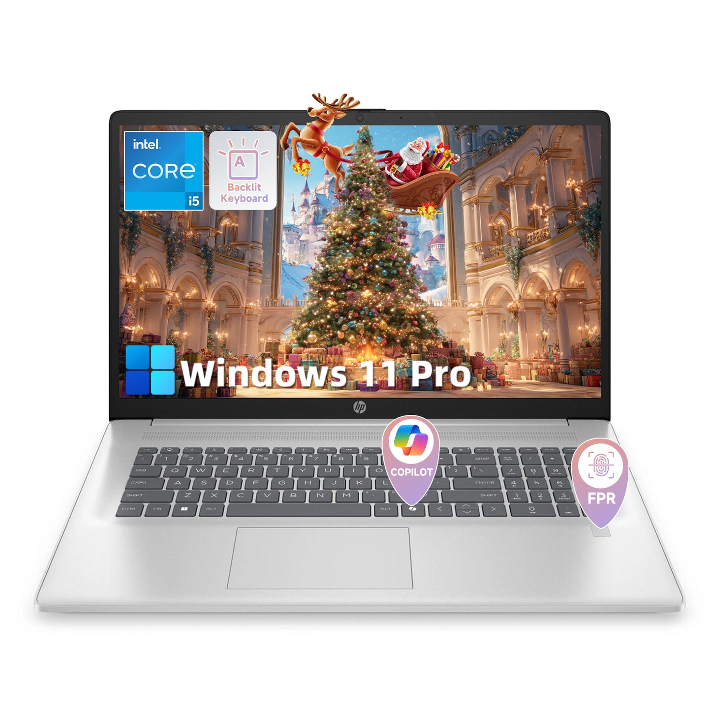 HP 17 Laptop Computer for Business, Intel i5-1334U(Up to 4.6 GHz), 17.3" HD+ Display, 32GB RAM, 1TB SSD Backlit KB, Fingerprint Reader, Lifetime Win 11 Pro & Copilot AI, with G255 Pro Accessory Box